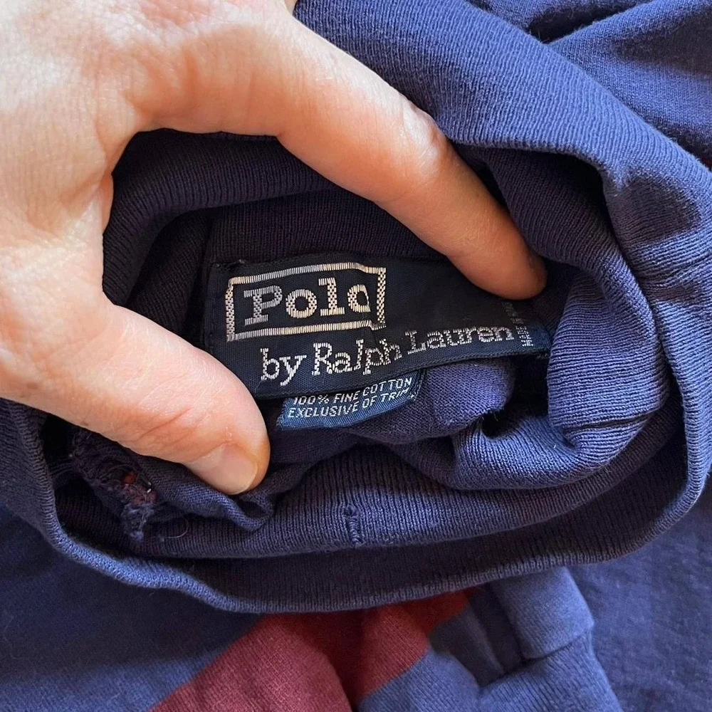 Vintage‎ Polo Ralph Lauren Striped Turtleneck Crest Patch blokecore Medium